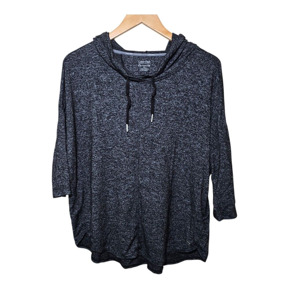 Calvin Klein Performance Women's Medium Black Gray Cowl Neck Drawstring Pullover